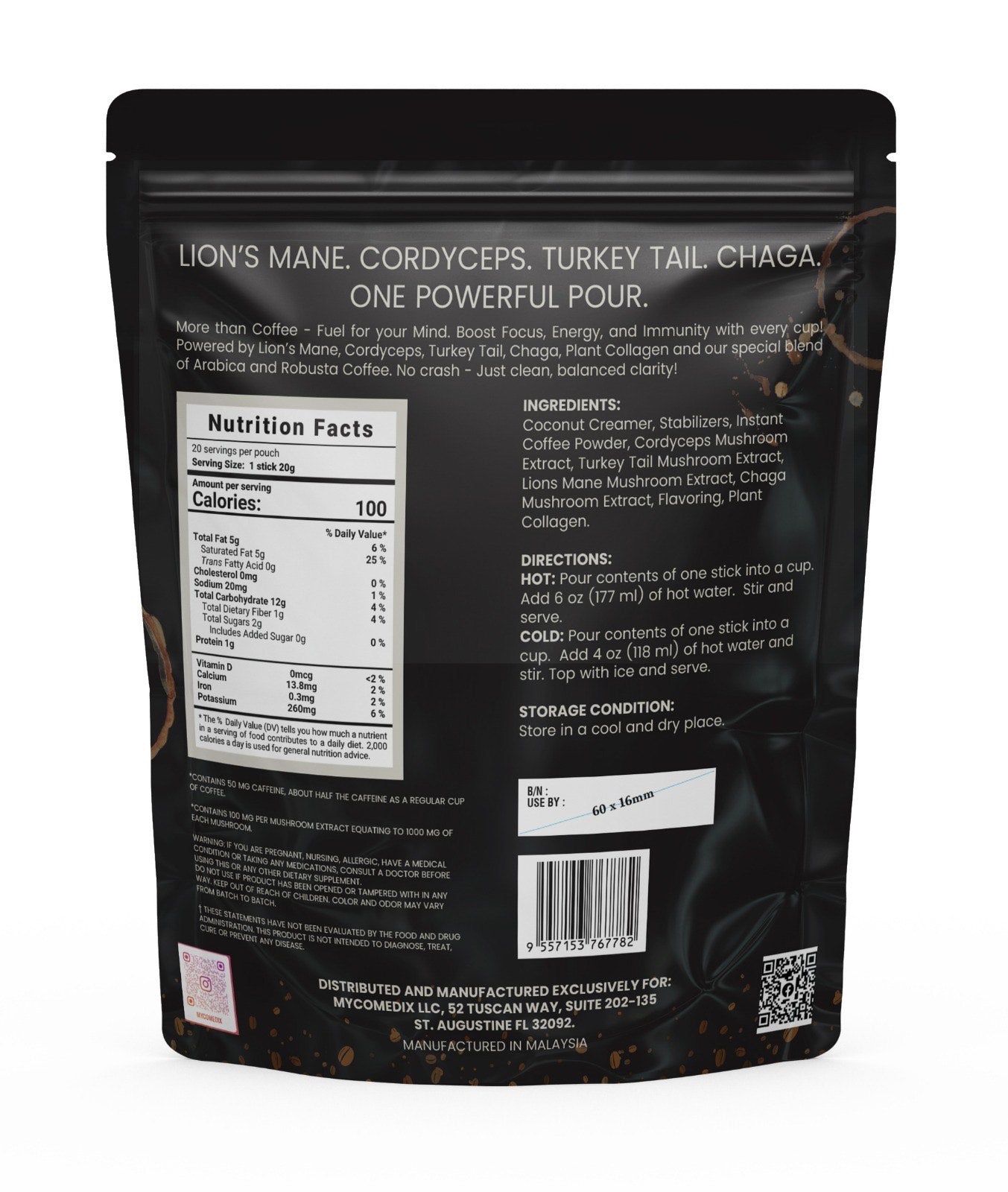 QuadBrew Latte – Functional Mushroom Coffee Boost