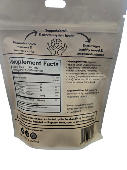 Neuro-Cubes – Lion’s Mane Mushroom Strawberry flavored Gummies (1000 mg per Gummy)