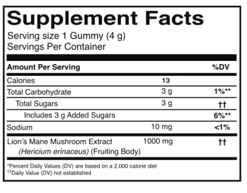 Neuro-Cubes – Lion’s Mane Mushroom Strawberry flavored Gummies (1000 mg per Gummy)